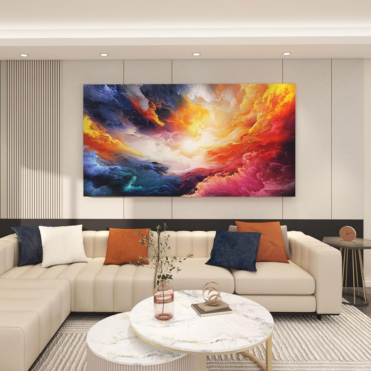 Colorful Wall Art | Abstract Canvas Art | Pictures for Living Room Wall Decoration | Contemporary Home & Office Decor | Colorful Large Wall Art | Bedroom Decor Aesthetic 24×48in